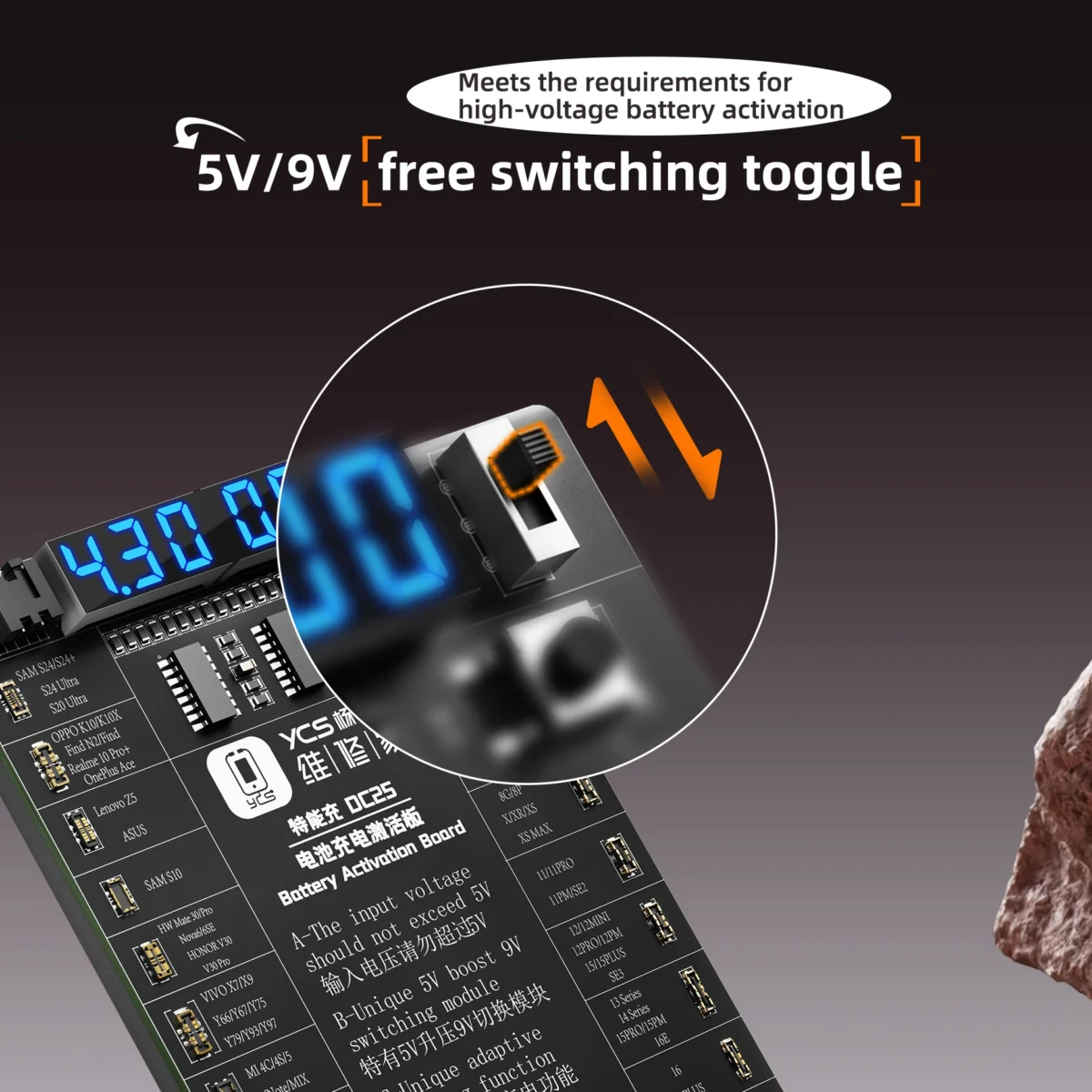 YCS DC25 Battery Charging Activation Board for iPhone 6-16PM (with 16e) & Most Android - Image 2