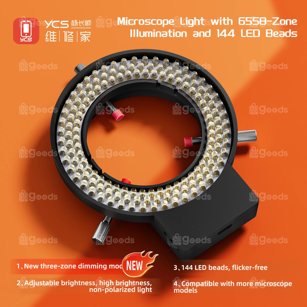 YCS 6558 Microscope Light Adjustable 144 Lamp Beads LED Ring Light - Image 5