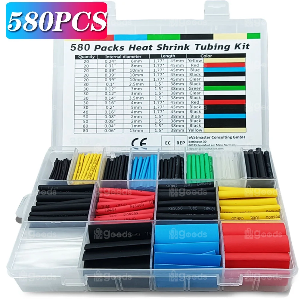 Heat-Shrink-Tubing-Kit-Shrinkable-Wire-Shrinking-Wrap-Connect-Cover-Prote-o-com-Hot-Air-Gun.jpg_ Heat Shrink Tubing Kit 580pcs - Image 1