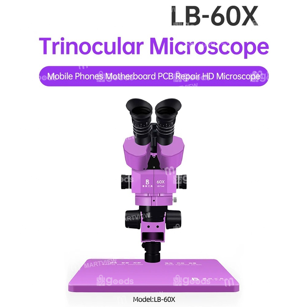 60X Luban LB-60X 6~60X Trinocular Stereo Microscope Support Diopter - Image 1